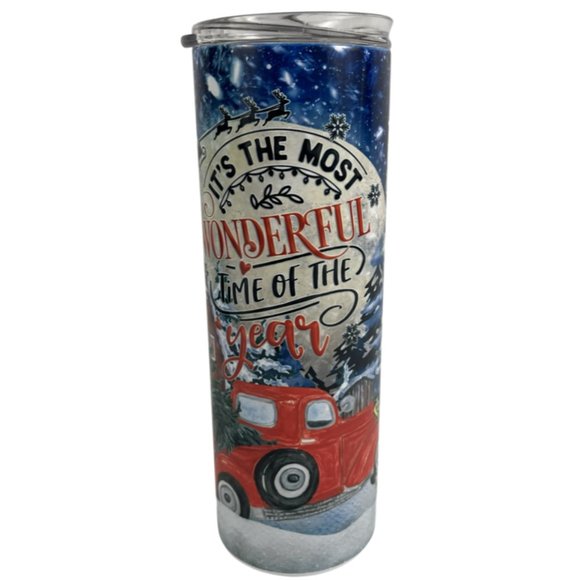 Skinny Tumbler 20oz It's The Most Wonderful Time of The Year Christmas Country - Picture 3 of 10
